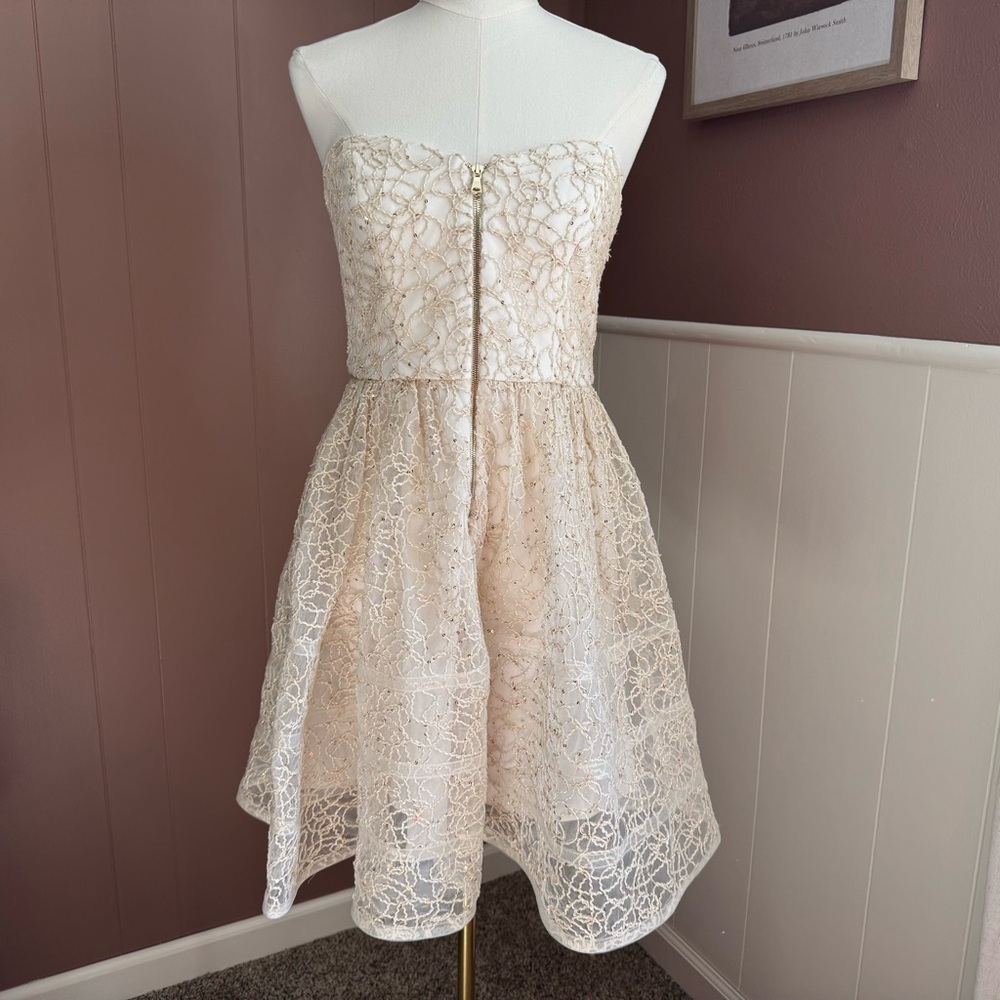 Betsey Johnson A-Line Sweetheart Lace Mini Dress